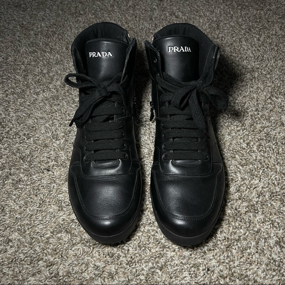 Prada High Top Leather Sneakers Prada size 9.5 / US 11-11.5